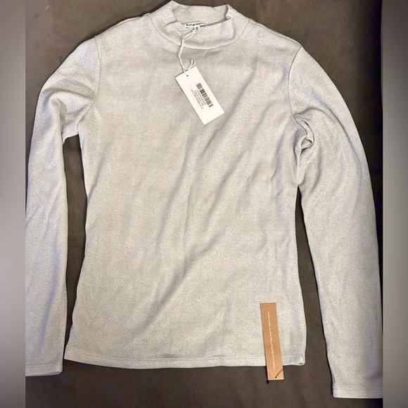 NWT Reformation Bailey Knit Top Silver Sparkle - Picture 5 of 6